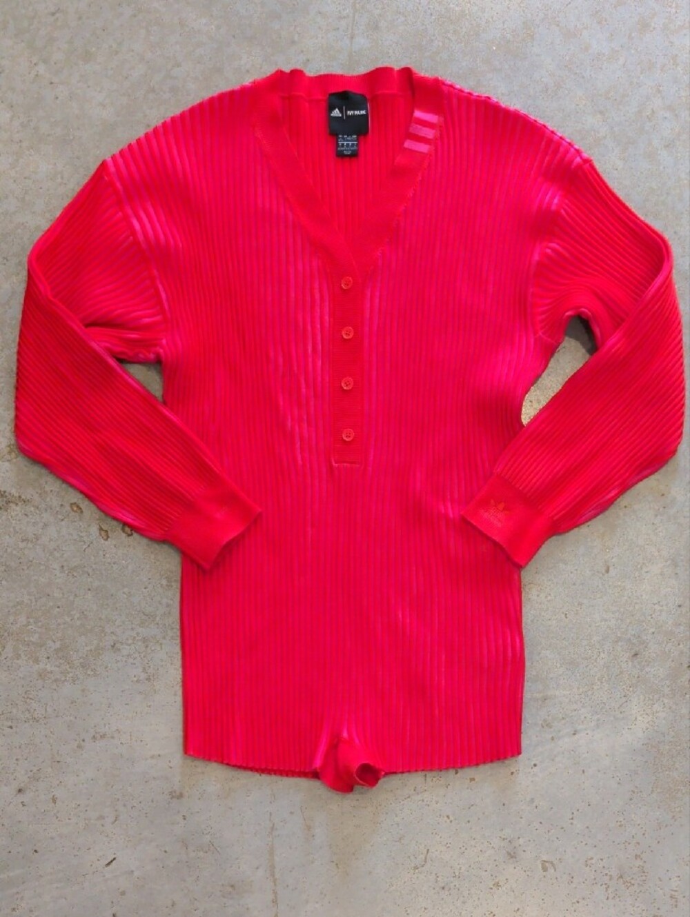 Adidas Ivy Park Pink And Red Ribbed Romper - Picture 2 of 11